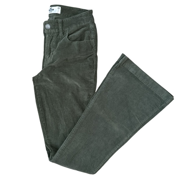 Hollister Olive Green Low Rise Flare Corduroy Pants Women’s Size 00R/23 - Picture 1 of 10